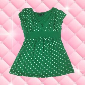 Y2k Babydoll green polka dot top 💚